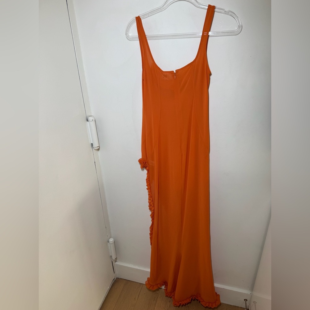 NWT Helsa Sheer Ruffled long dress - Picture 7 of 9